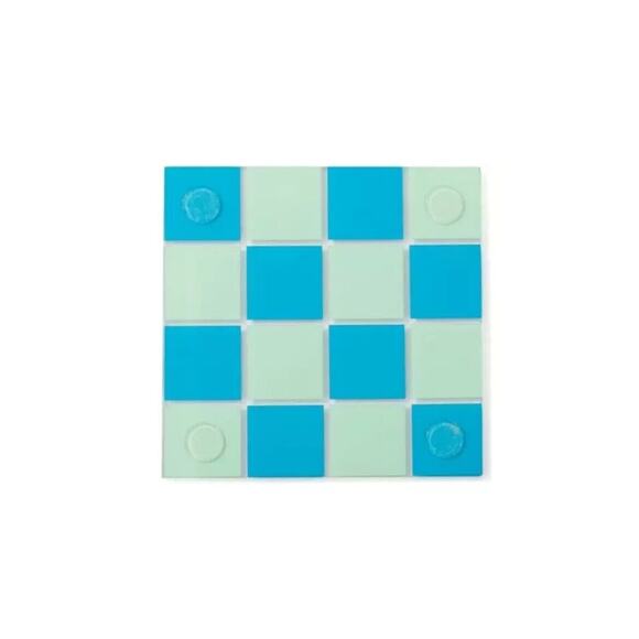 Bullseye’s Playground Square Drink Coasters (4) Count Blue Checkered Mosaic - Picture 3 of 3